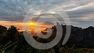 Sunrise at  the famous Mount Danxia