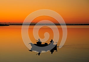 Sunrise Fishermen Silhouettes