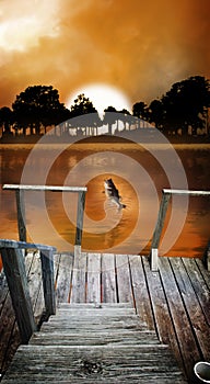 Sunrise fishing dock