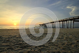 Sunrise at fishing pier, Outer Banks, North Carolina