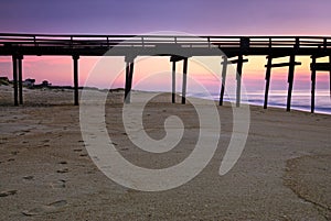 Sunrise at fishing pier on the Outer Banks, North Carolina