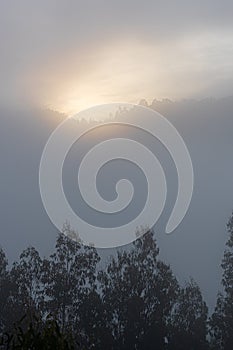 Sunrise with fog in Arouca district of Aveiro