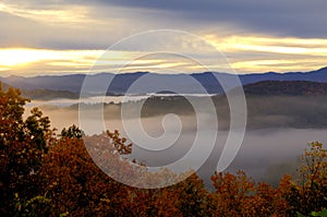 Sunrise on Foothills Parkway West, Smoky Mountains, TN USA.