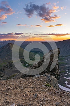 Sunrise from a fourteener, Gray`s peak Colorado