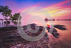 Sunrise  full color city of Batam Indonesia