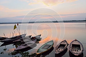 Sunrise at Ganges river in Varanasi, India