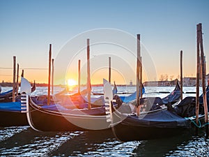 Sunrise with Gondolas in San Marco, Venice