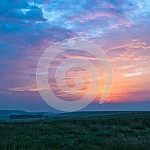 Sunrise and grassland photo