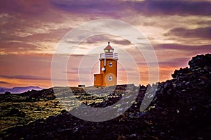 Sunrise at Grindavik Iceland lighthouse