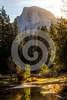 Sunrise on Half Dome and the Merced River, Yosemite National Park, California