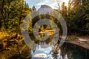 Sunrise on Half Dome and the Merced River, Yosemite National Park, California