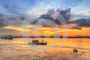 Sunrise at the harbor of Koh Kho Khao island