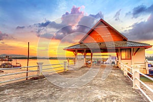 Sunrise at the harbor of Koh Kho Khao island