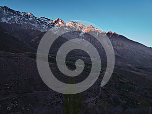 Sunrise in High Atlas mountain valley of Tacheddirt