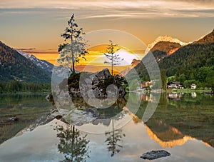 Sunrise at Hintersee Ramsau in Germany