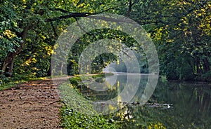 Sunrise on the historic C&O Canal waterway photo