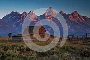 Sunrise of Moulton Barn in the Grand Teton National Park, Wyoming