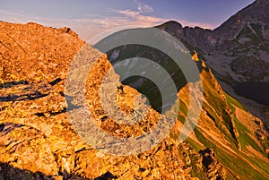 Sunrise from Hladky Stit mountain in High Tatras