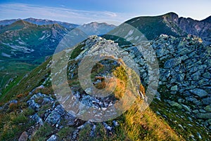 Sunrise from Hladky Stit mountain in High Tatras