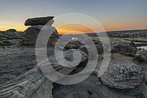 Sunrise on Hoodoos at Writing on Stone Provincial Park