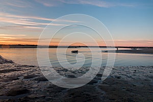 sunrise horizon line on a deserted beach