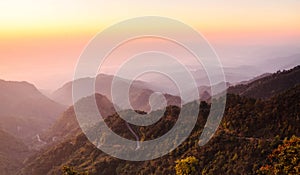 Sunrise at horizon of sky