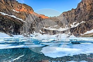 Sunrise at Iceberg lake in Glacier National Park, Montana