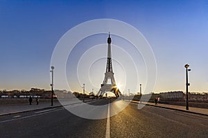 Sunrise on the Iena bridge over Paris