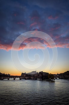 Sunrise, Ile de la Cite and Pont Neuf, Paris, France.