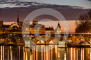 Sunrise on Ile de la Cite and Seine, Paris, France