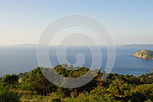 Sunrise on the islands of HyÃ¨res in France: Port-Cros the island of Levant