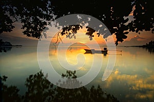 Sunrise at jubakar beach, tumpat kelantan malaysia photo