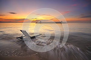 Sunrise at Karang beach or Sanur beach in bali indonesia