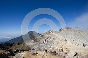 Sunrise at Kawah Ijen, panoramic view