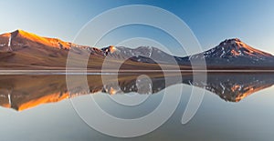 Sunrise at Laguna LejÃÂ­a, Atacama Desert with Volcano Laskar photo