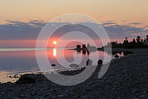 Sunrise on the lake Baikal, Irkutsk region, Russia