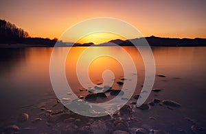 Sunrise on lake Liptovska Mara, Slovakia