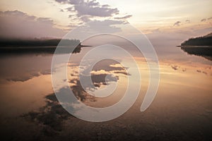 Sunrise on lake Liptovska Mara, Slovakia