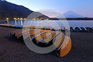 sunrise of Lake Saiko in Japan