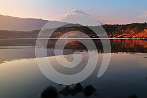 sunrise of Lake Saiko in Japan