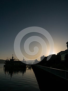 Sunrise at The Lake Toya with The Boat