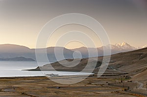 Sunrise on the lake Tso Moriri, Ladakh, India