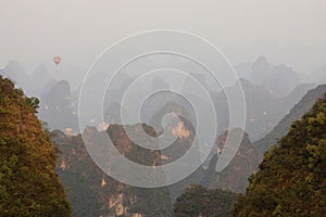 Sunrise Landscape of Guilin Karst mountains. Yangshuo, Guilin, Guangxi, China.