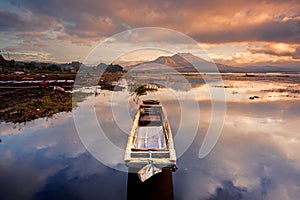 Sunrise Landscape at Lake Batur in Bali Indonesia.