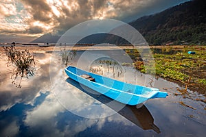 Sunrise Landscape at Lake Batur in Bali Indonesia.