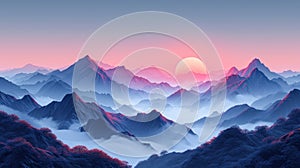 Sunrise Landscape of Meili Snow Mountains in Deqin, China AI Generated