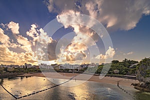 Sunrise landscape of the Naminoue beach close to the Kokusai Street Shopping District of Naha in Okinawa Prefecture, Japan