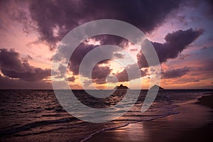 Sunrise at lanikai beach, hawaii