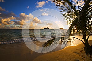 Sunrise at lanikai beach in Hawaii