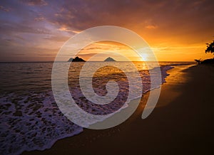 Sunrise at lanikai beach in Hawaii